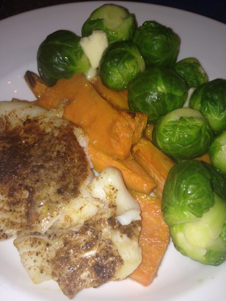 Blackened Cod with Brussel Sprouts