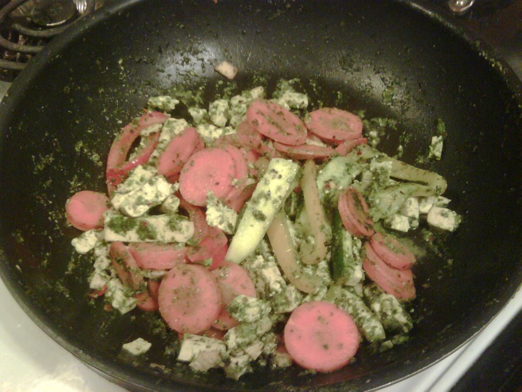 Kale Pesto with Tofu Stirfry